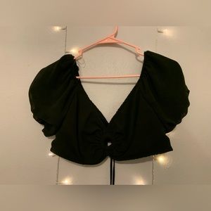 Black corset sheer crop top